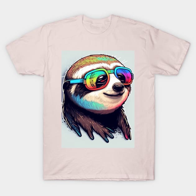 Happy summer rainbow shades sloth T-Shirt by Duke's